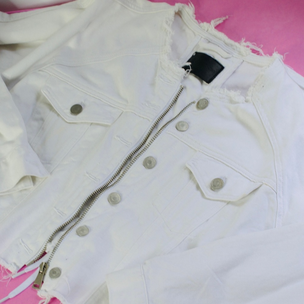White Distressed Jean Jacket
